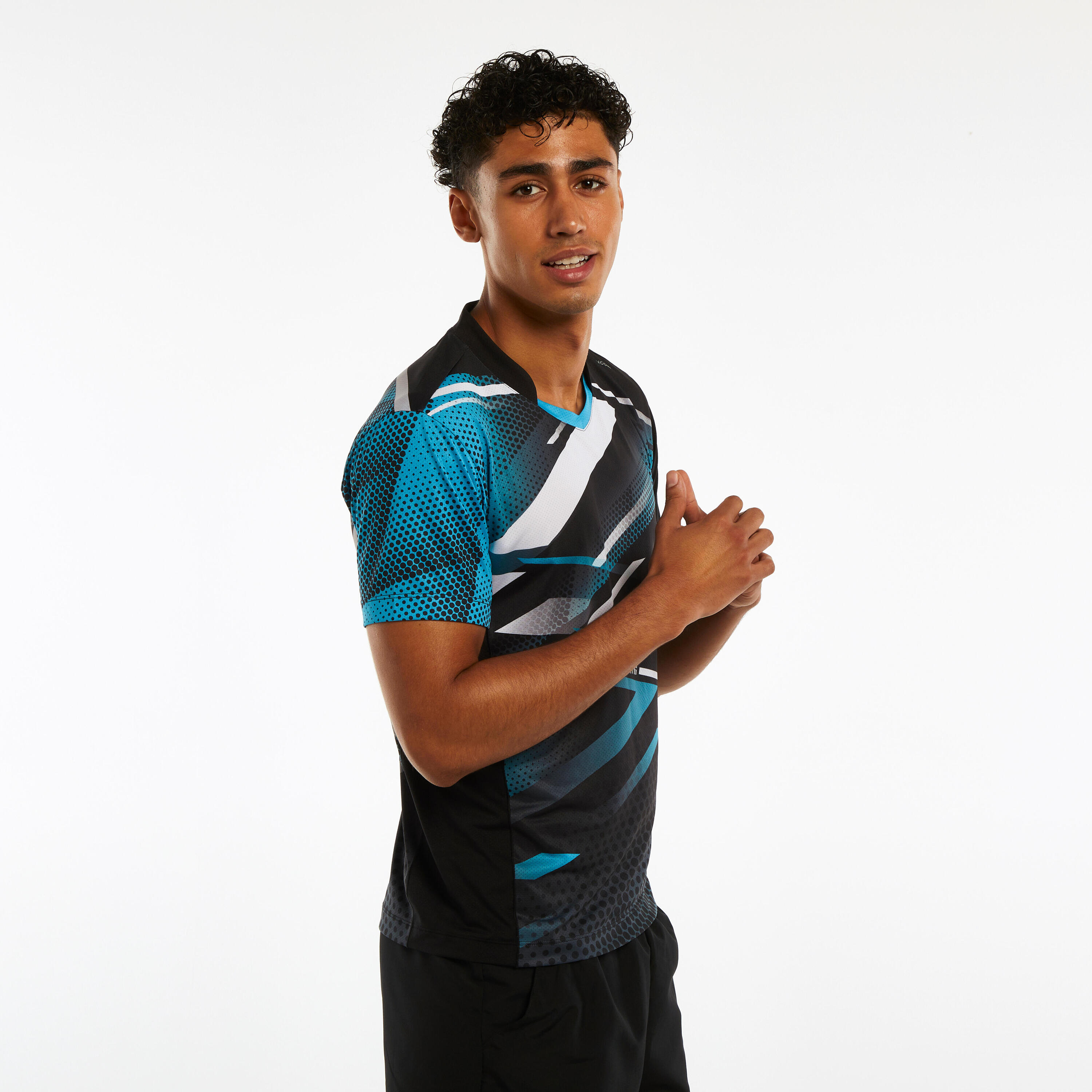 T-shirt de ping pong TTP560 Homem preto azul 6/13