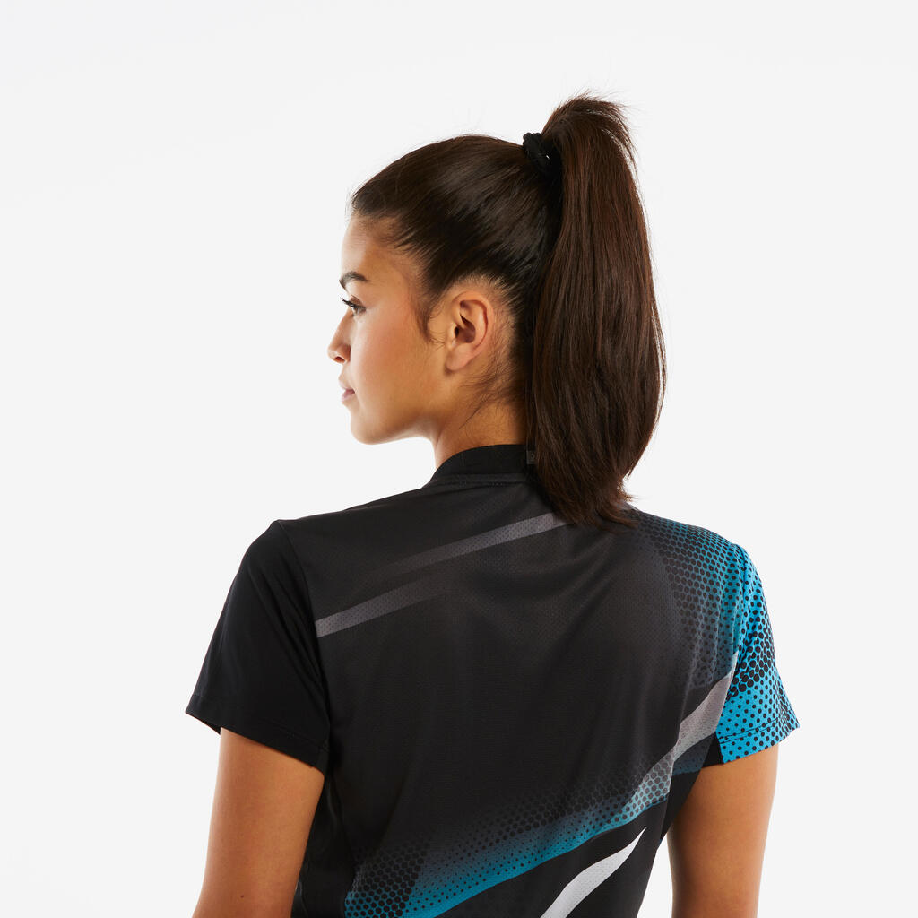Moteriški stalo teniso marškinėliai „TTP560“, juodi, mėlyni