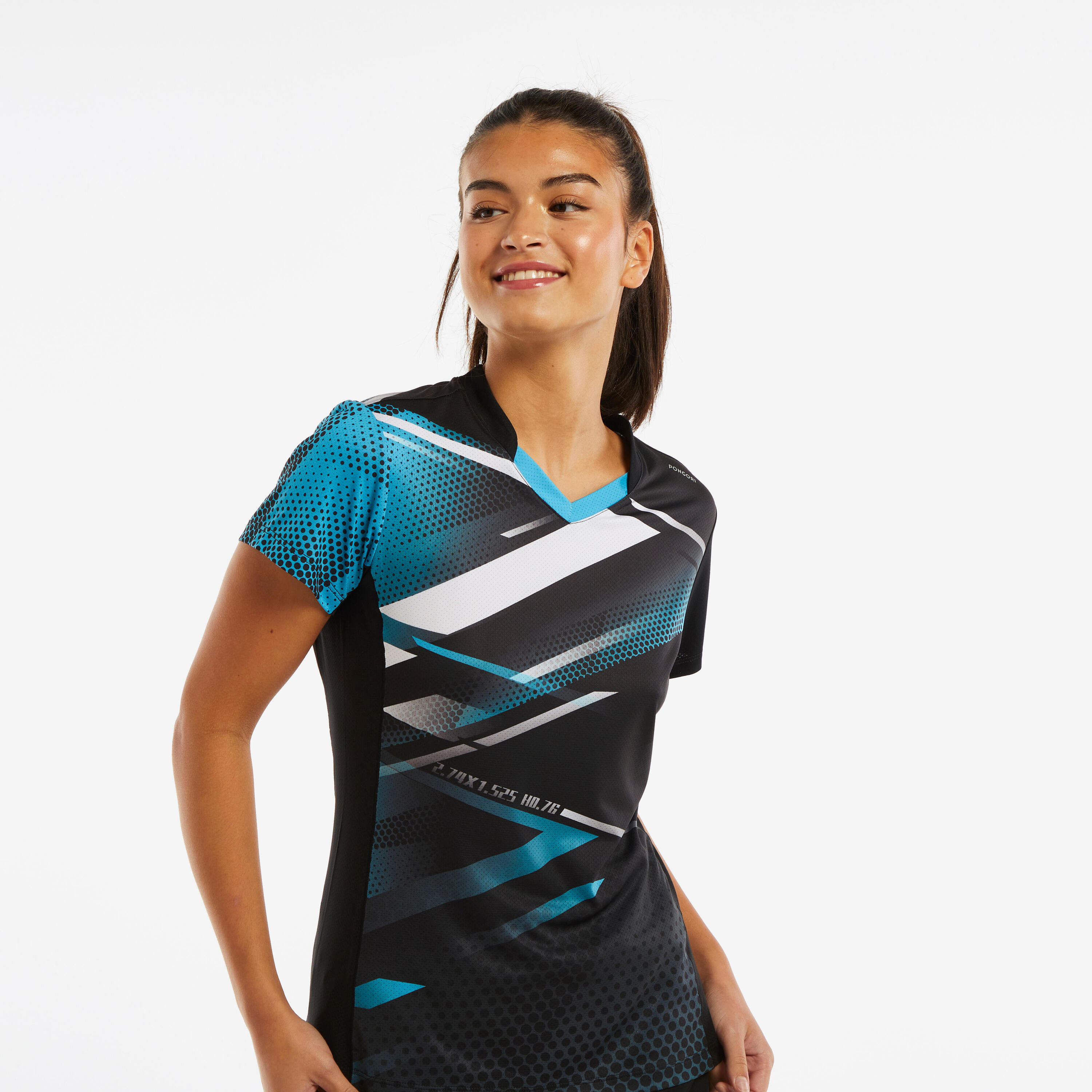 Women's Table Tennis T-Shirt TTP560 - Black/Blue 6/6