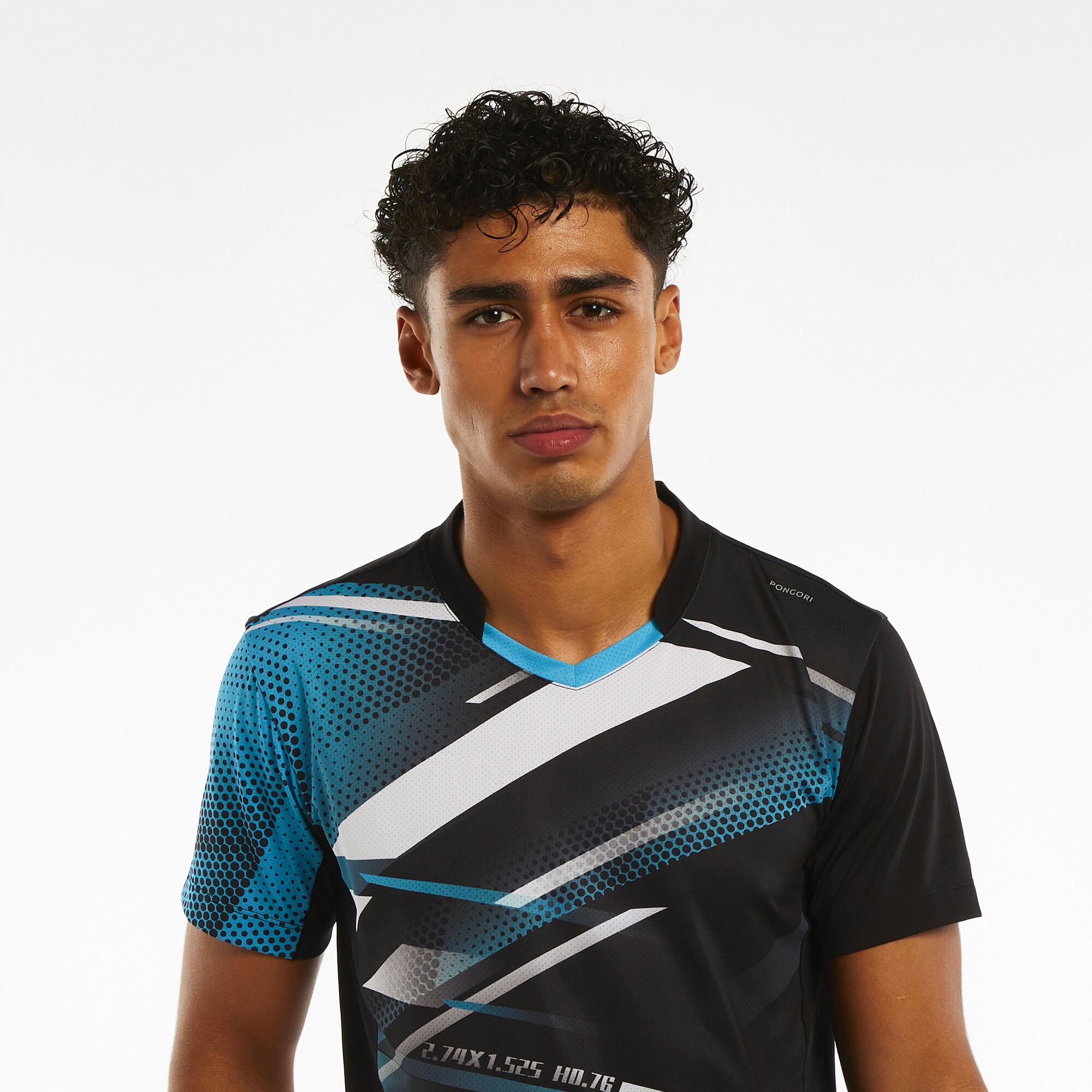 T-shirt de ping pong TTP560 Homem preto azul 3/13