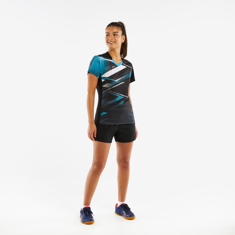 T-shirt de tennis de table TTP560 Femme noir bleu