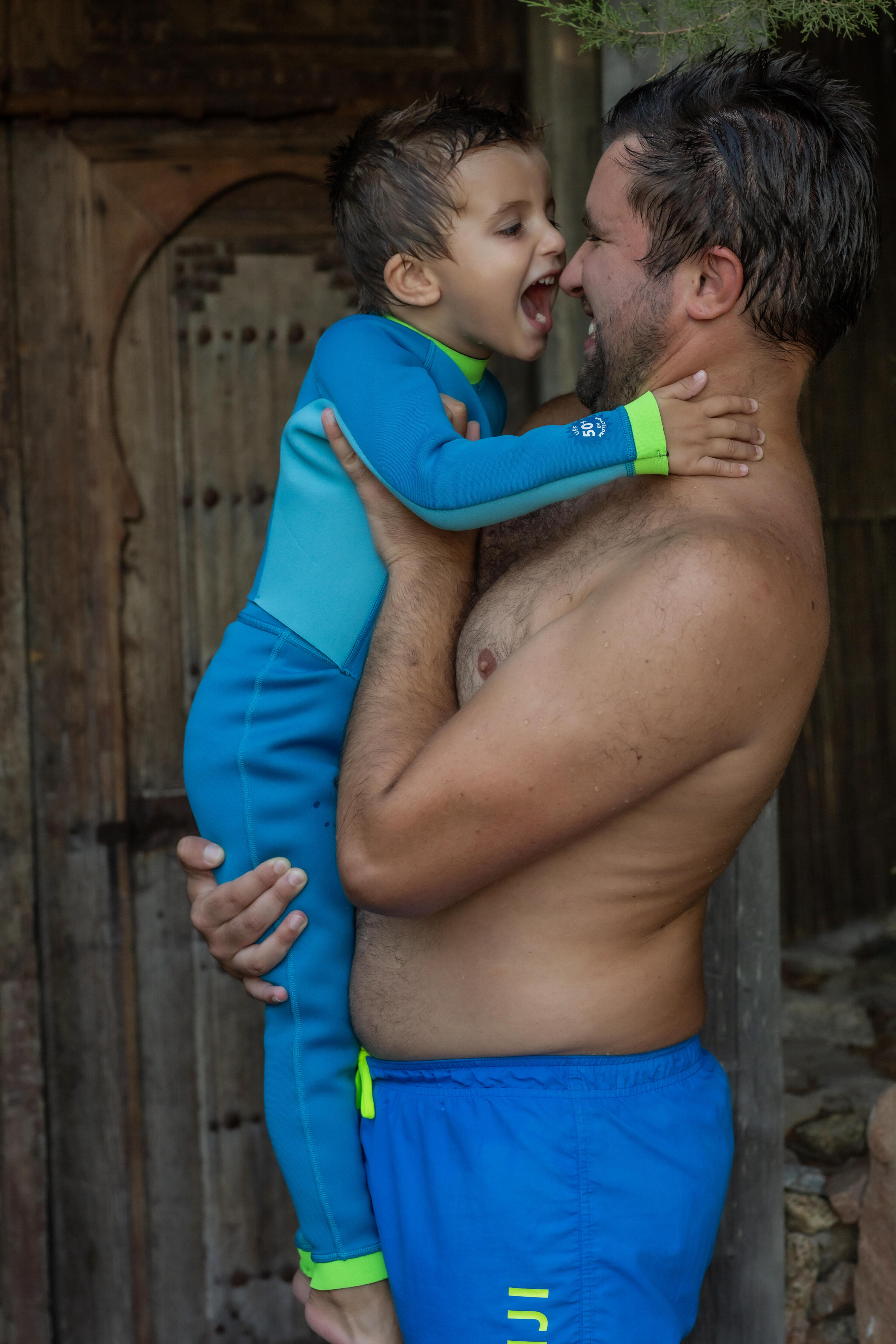 Combinaison de natation en néoprène enfant, ti warm bleu vert 9/10