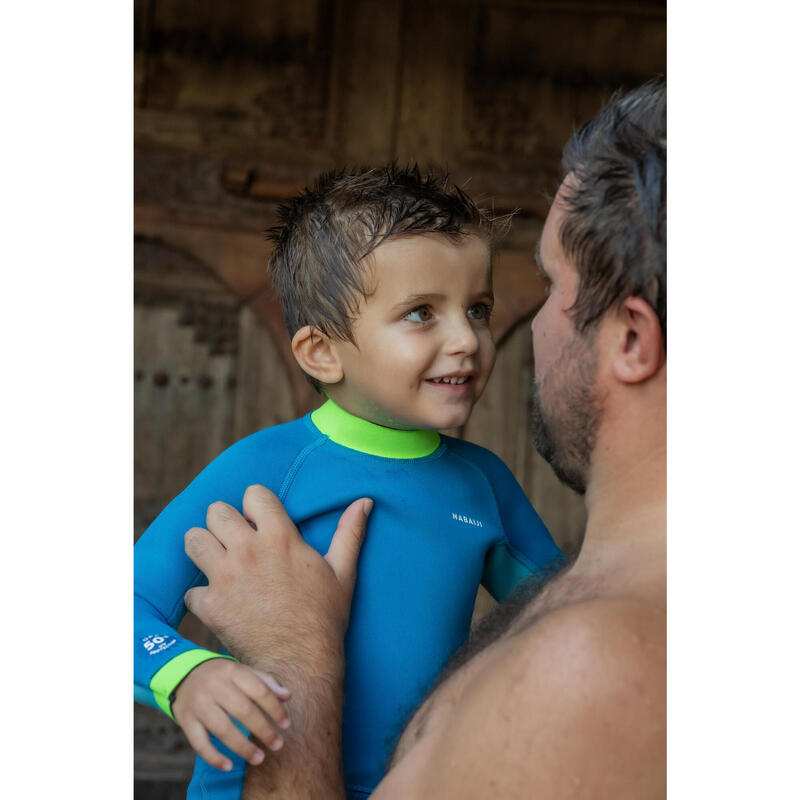 Combinaison de natation en néoprène enfant, TI WARM bleu vert