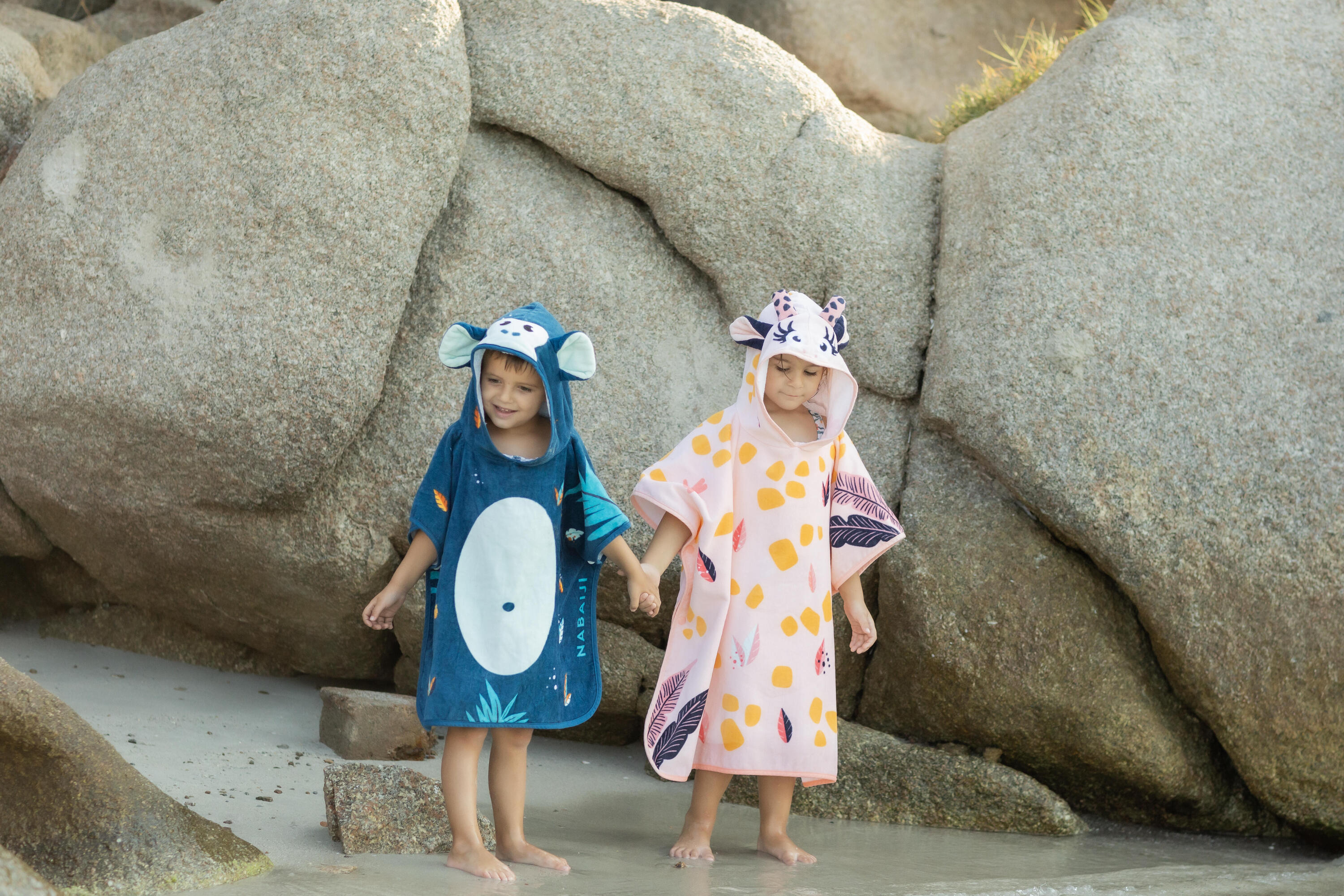 Poncho de Bain Coton Bébé - Singe Bleu Foncé 7/8