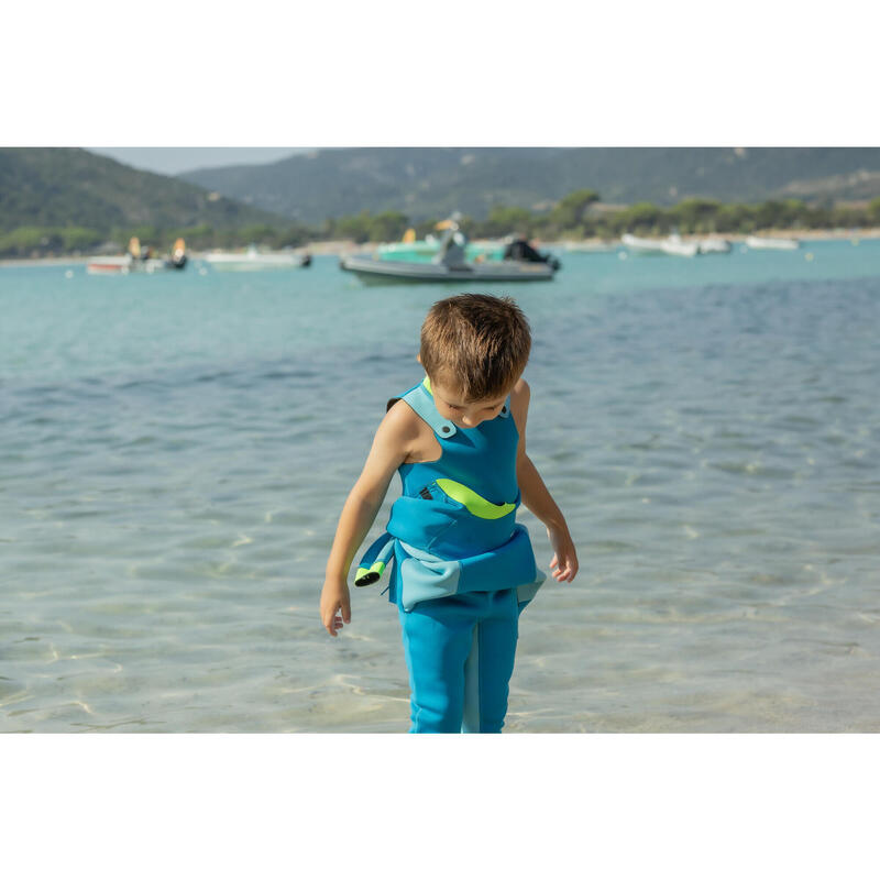 Combinezon de baie înot din neopren TI WARM Albastru-Verde Copii