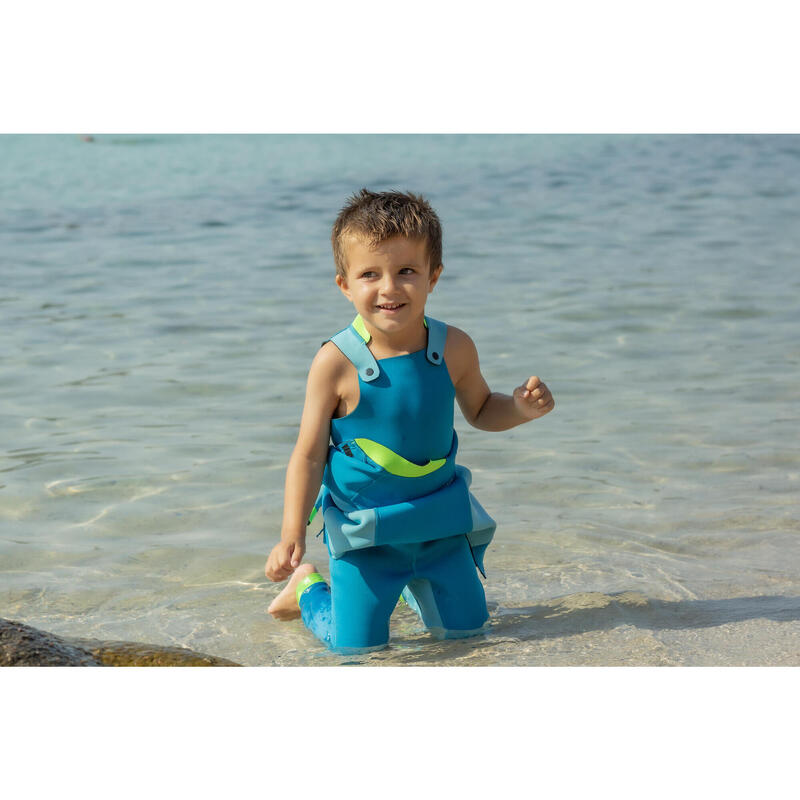 Combinaison de natation en néoprène enfant, TI WARM bleu vert