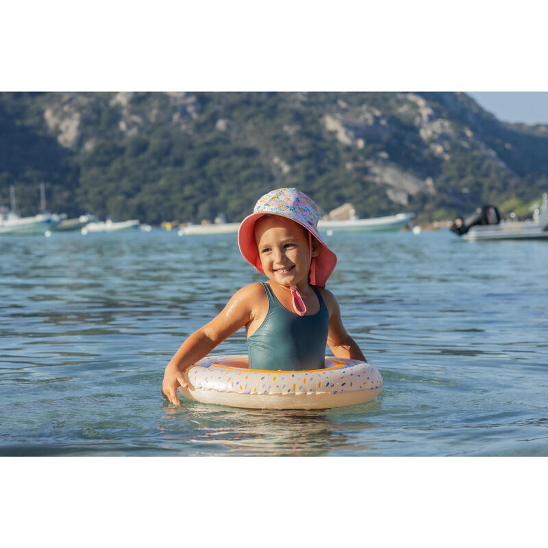 Çocuk Yüzme Simidi - 51 cm - Yeşil/Gökkuşağı Baskılı
