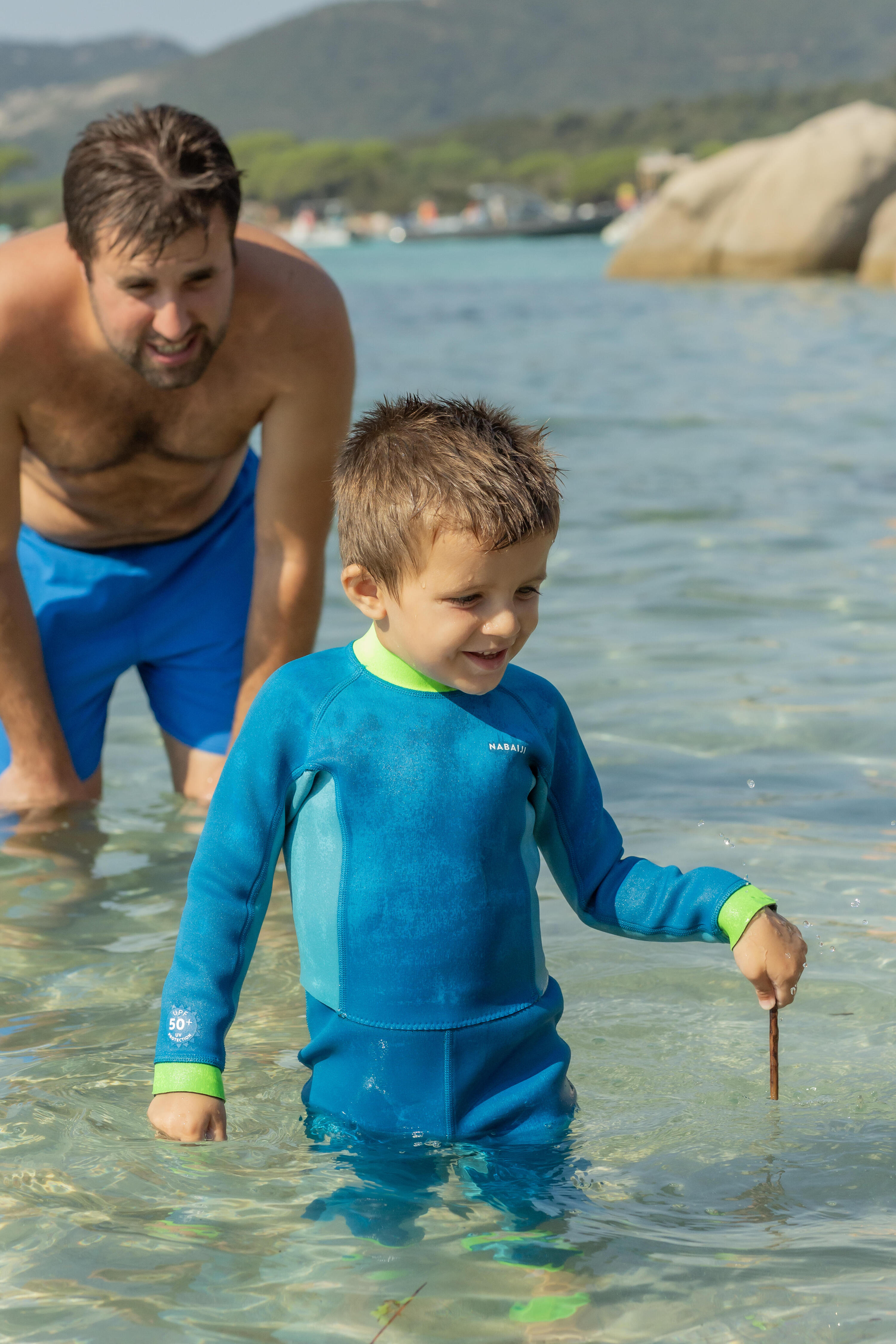 Combinaison de natation en néoprène enfant, ti warm bleu vert 4/10