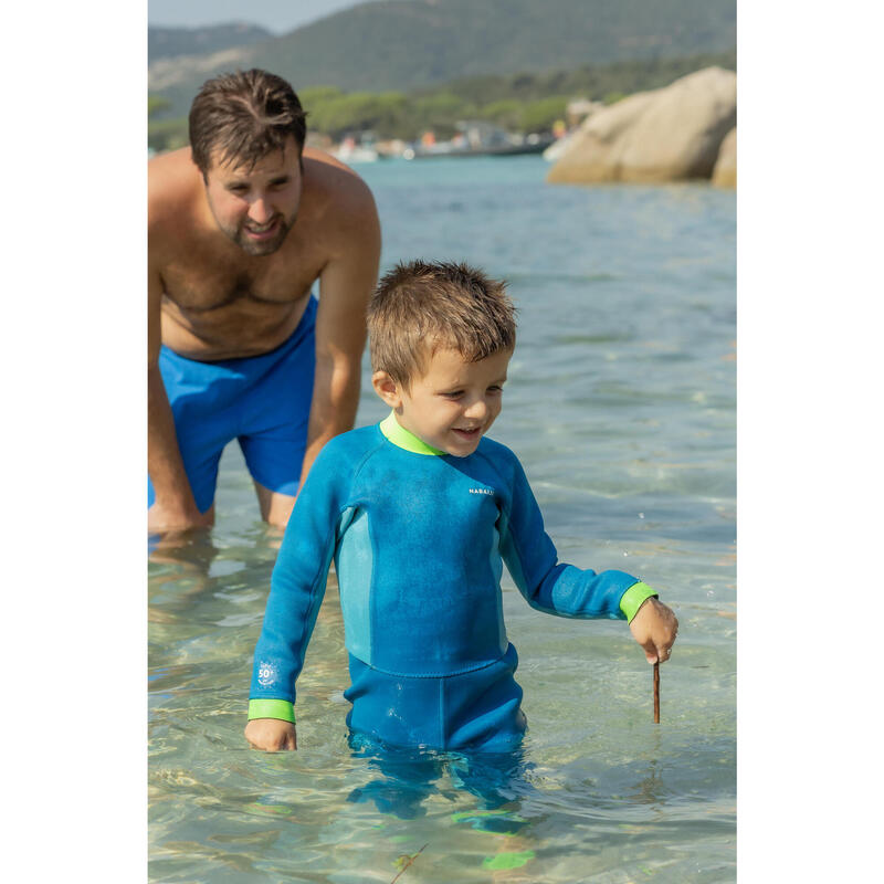 Combinaison de natation en néoprène enfant, TI WARM bleu vert