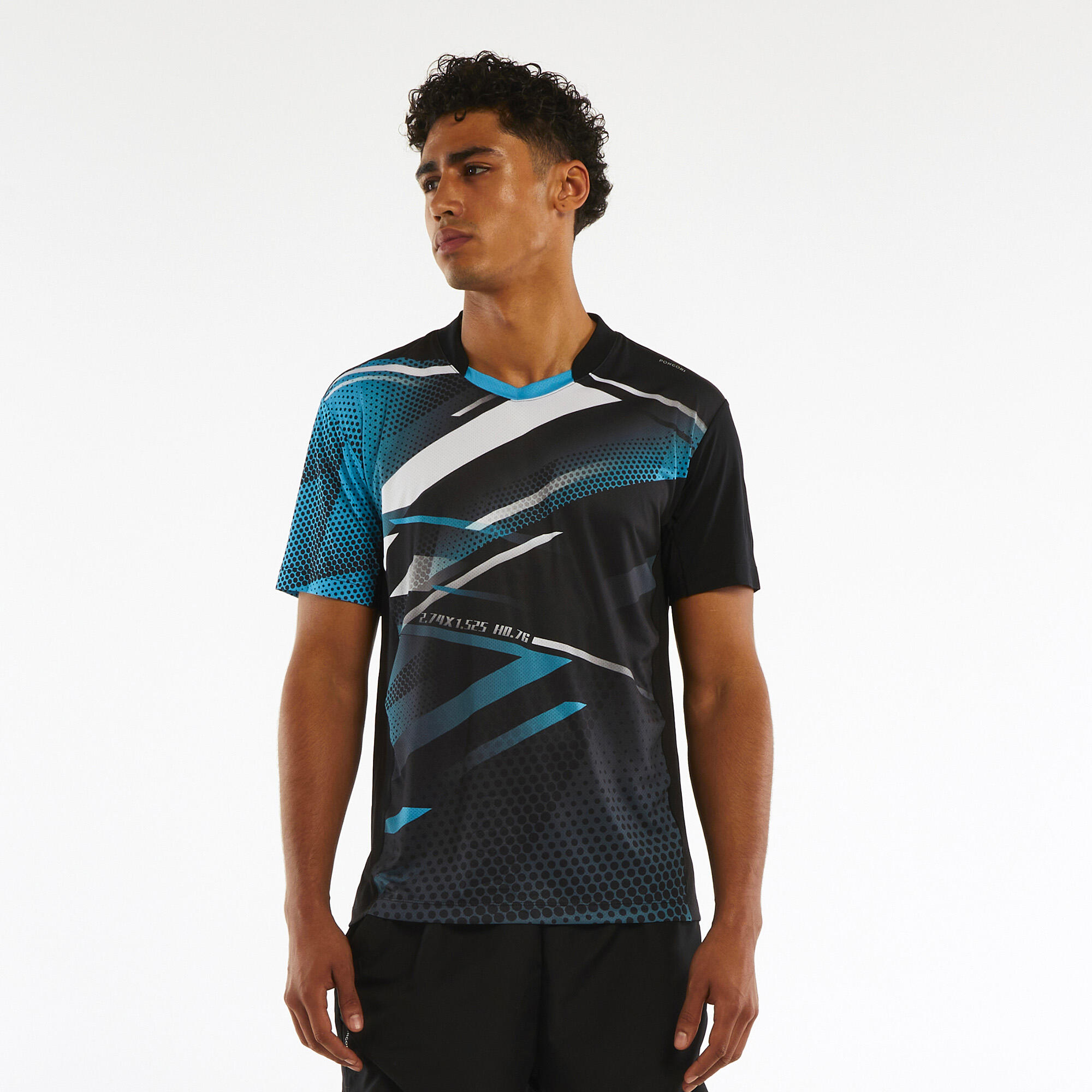 PONGORI Men's Table Tennis T-Shirt TTP560 - Black/Blue