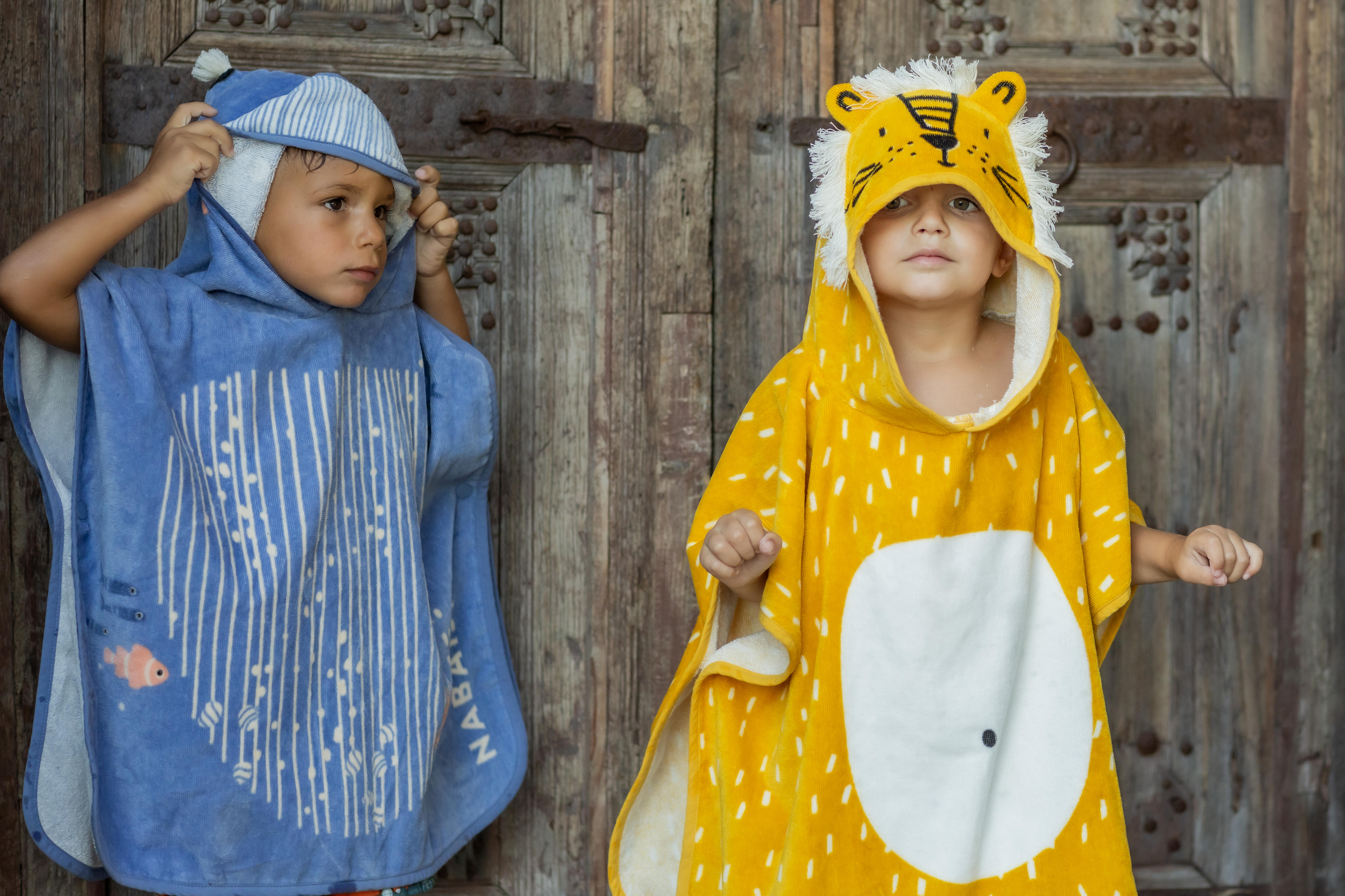 Babies’ Cotton Bath Poncho, Lion - DECATHLON