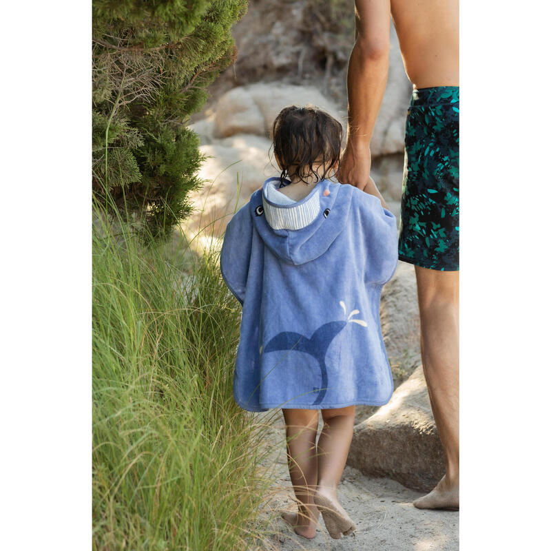 Bade-Poncho Baby Baumwolle - Wal blau 