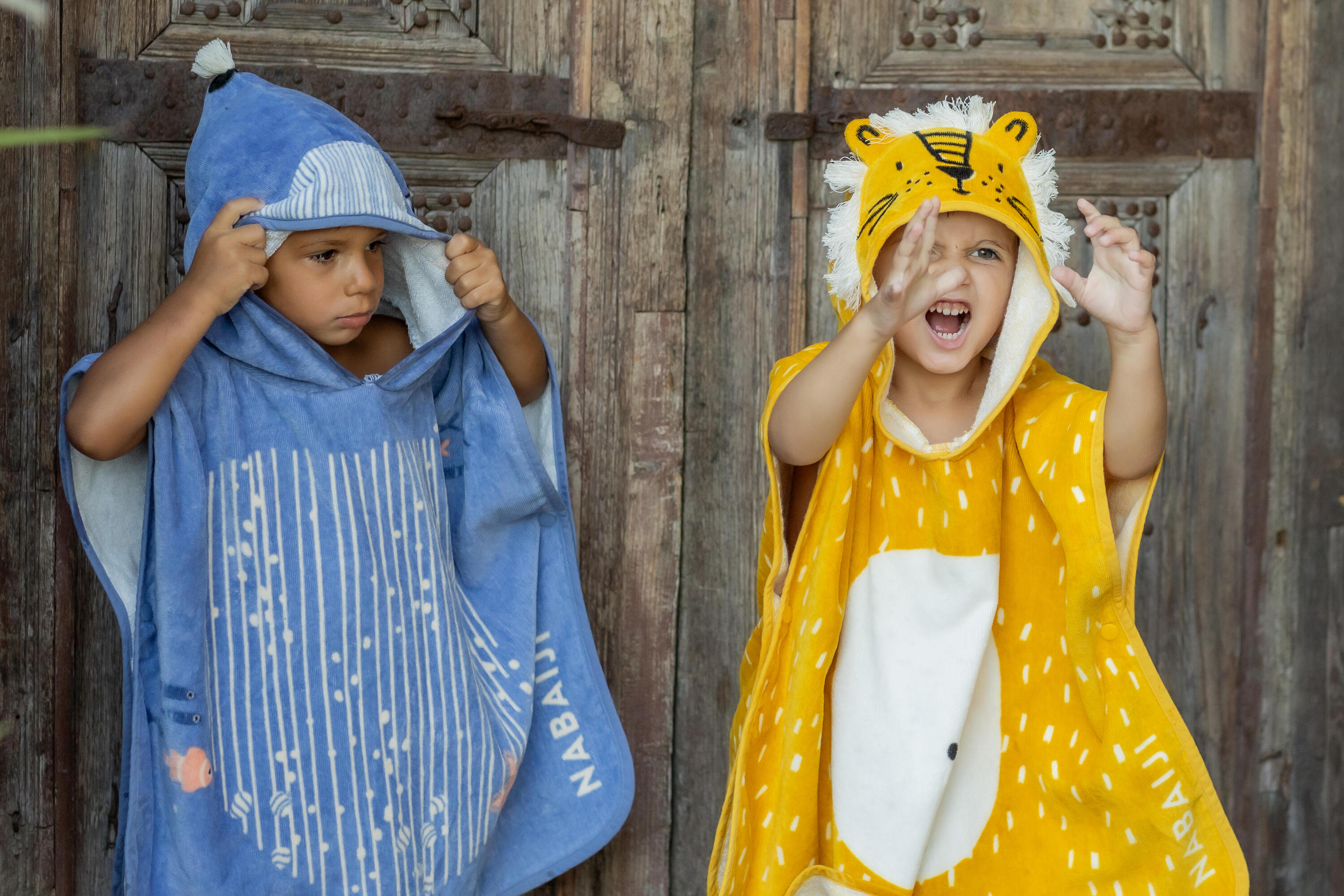 Poncho de bain coton bébé - baleine bleu 16/18