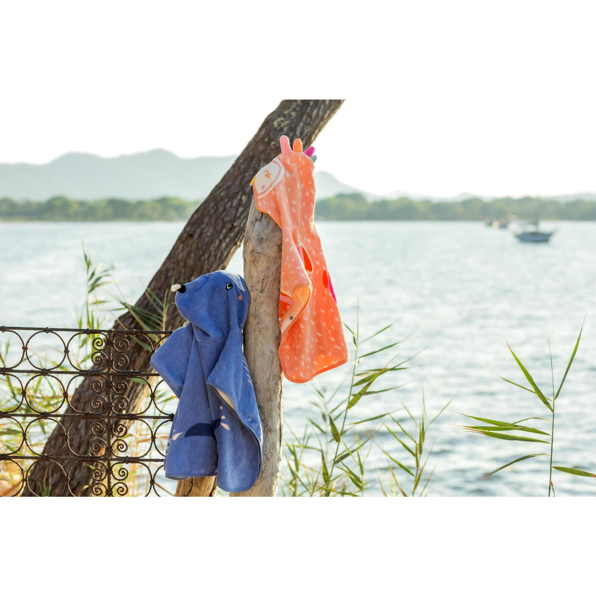 Poncho da bagno in cotone per neonati - Blu balena