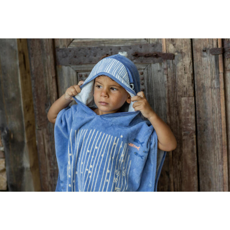 Poncho de Bain Coton Bébé - Baleine bleu