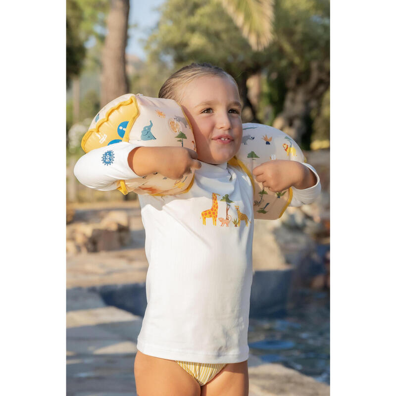 Schwimmflügel-Gurt Kinder wandelbar - Tiswim Print Savanne beige 