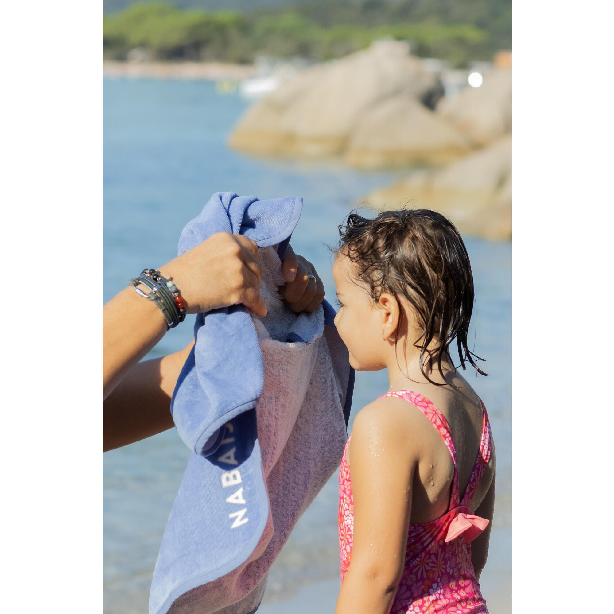 Poncho da bagno in cotone per neonati - Blu balena