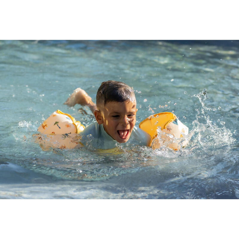 Çocuk Yüzme Kolluğu - Bej/Tropikal Baskılı - Tiswim