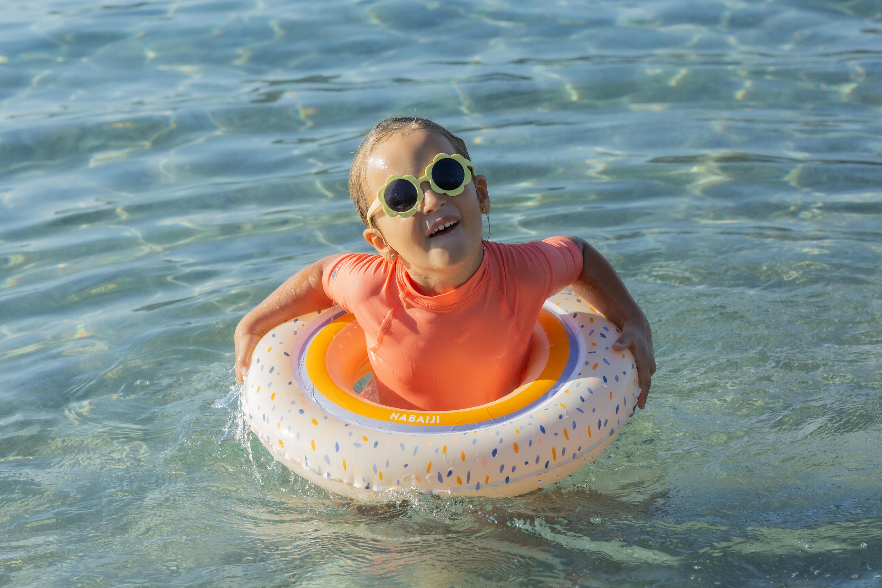 Boia de piscina insuflável 51 cm verde estampado POIL RAINBOW 14/19