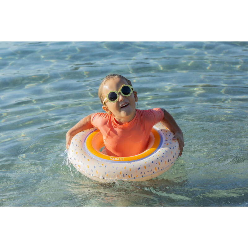 Çocuk Yüzme Simidi - 51 cm - Yeşil/Gökkuşağı Baskılı