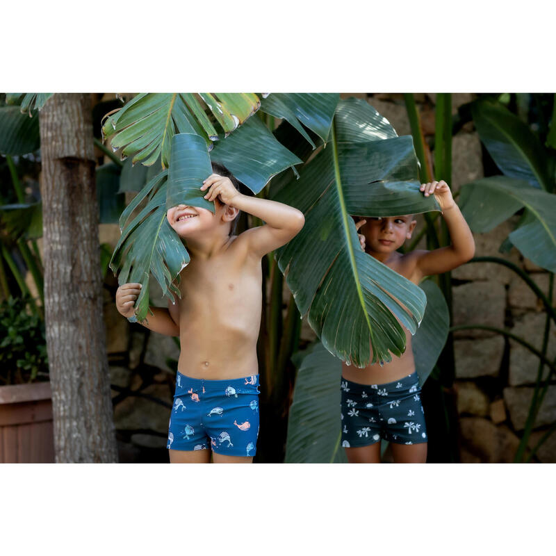 Badehose Boxer Baby/Kinder - Sonne dunkelgrün 