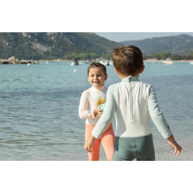 Bebek/Çocuk UV Korumalı Uzun Kollu Wetsuit - Baskılı/Mavi