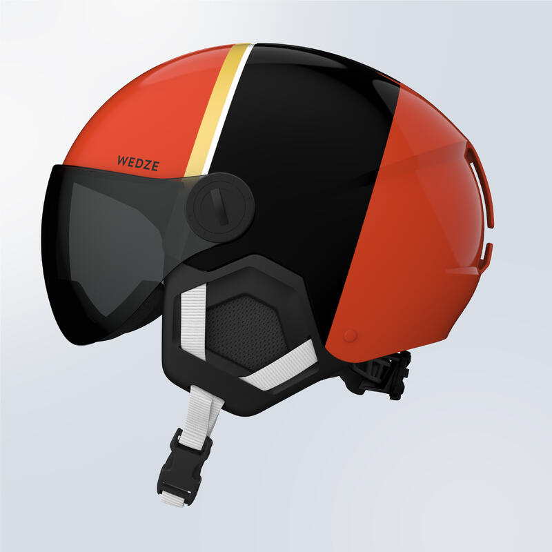 Casco sci visiera bambino 500 rosso e nero