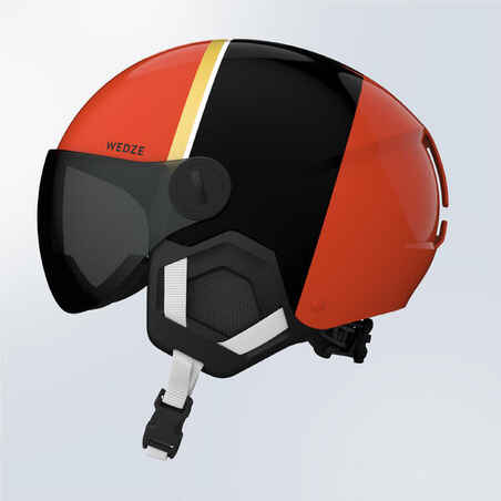 CHILDREN'S H-KID 550 SKI HELMET WITH VISOR Red and black