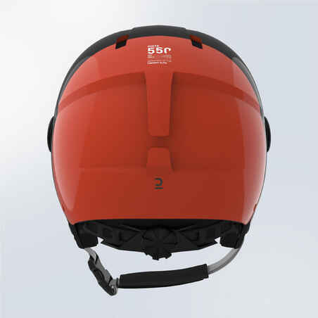 CHILDREN'S H-KID 550 SKI HELMET WITH VISOR Red and black