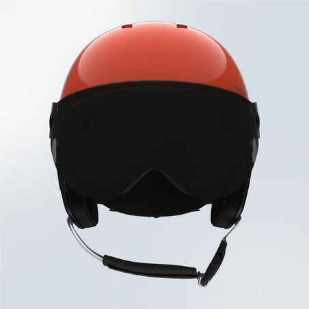 CHILDREN'S H-KID 550 SKI HELMET WITH VISOR Red and black