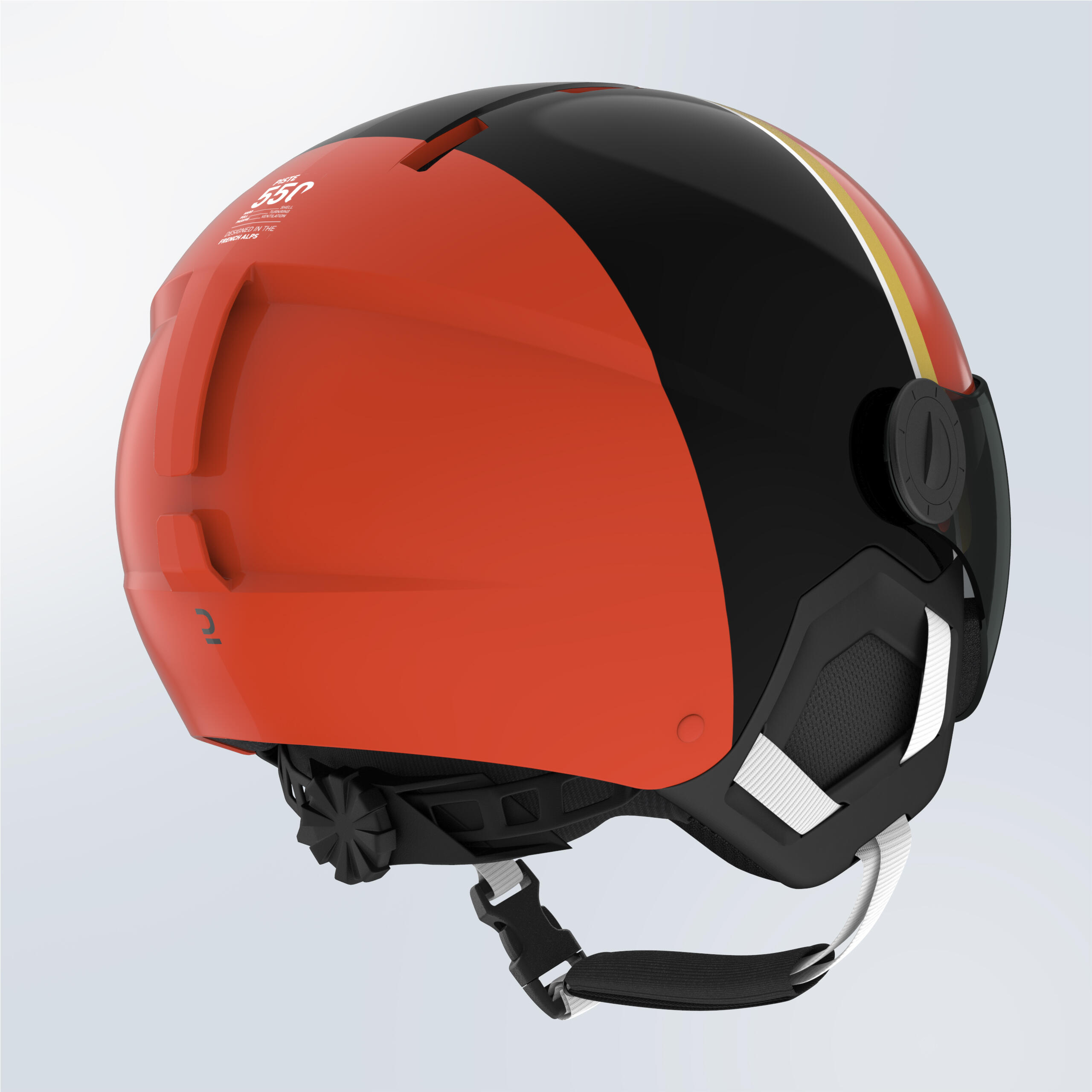 Wedze - Casque De Ski À Visière Enfant H-kid 550 Rouge Et Noir - Casque - Ski Freeski Snowboard Luge - Noir-orange - 38 S - Decathlon
