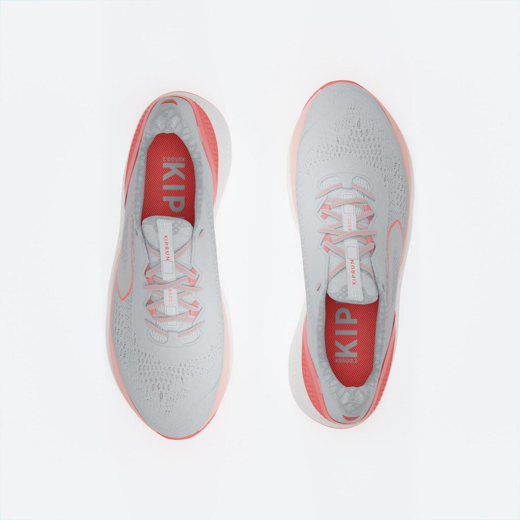 CHAUSSURE DE RUNNING FEMME KIPRUN KS 500 2  GRIS ET CORAIL