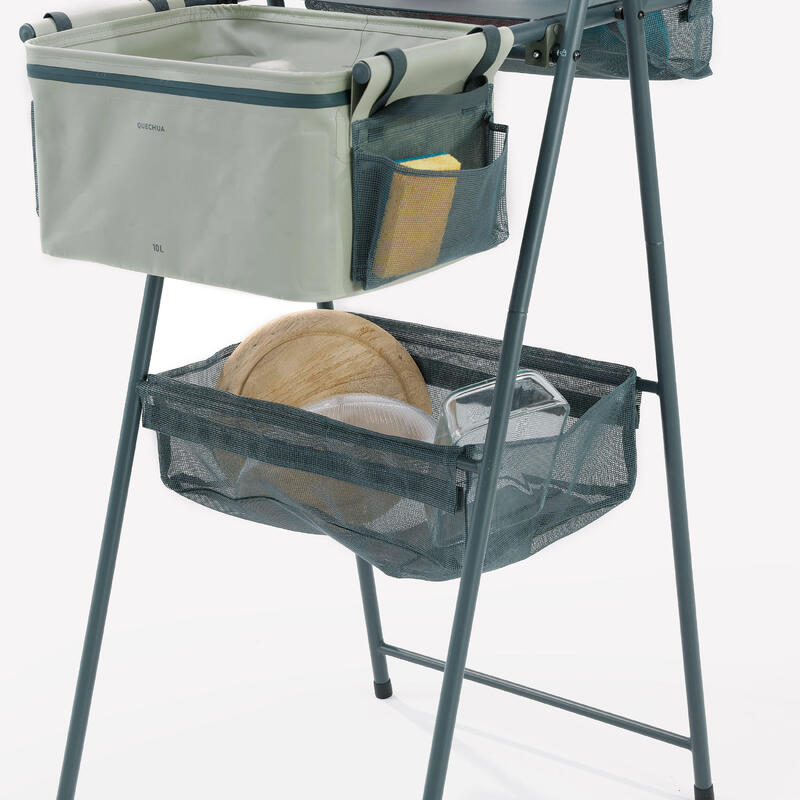 Mobilier chiuvetă camping cu rezervor pentru apa murdară și rafturi multiple