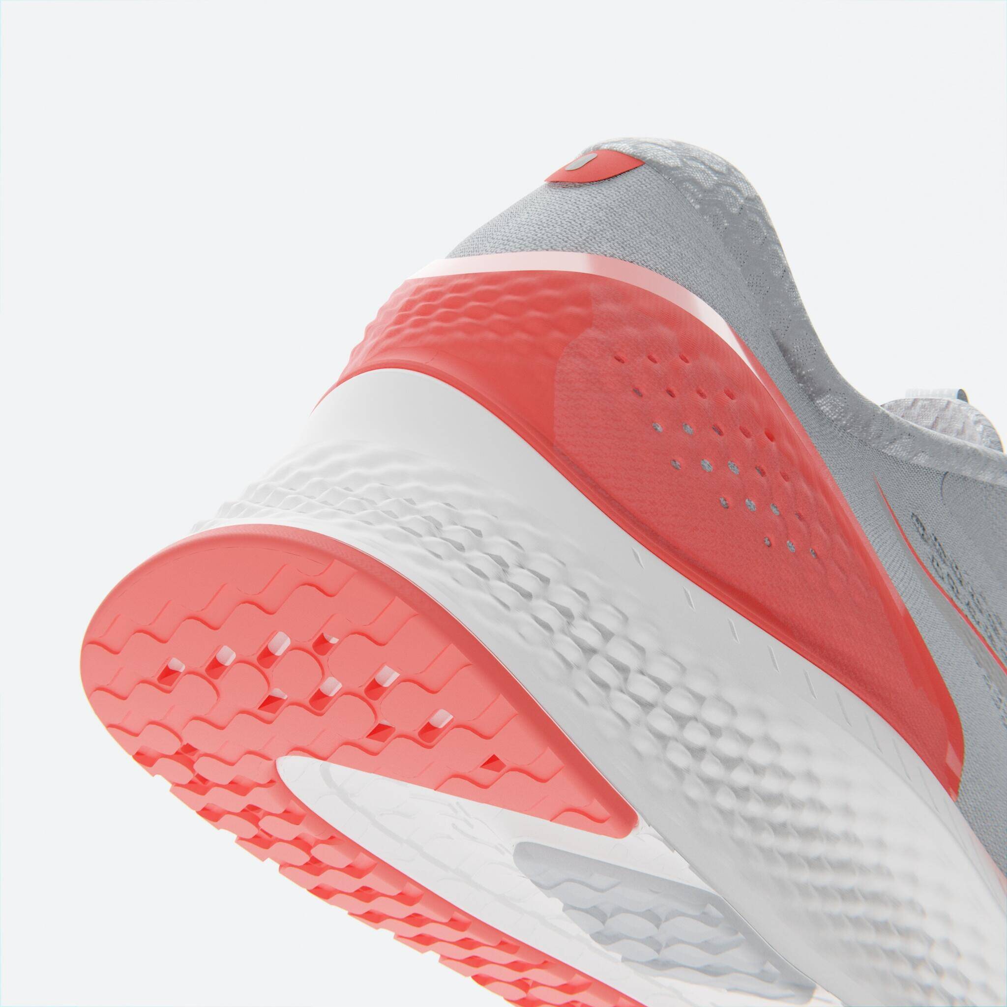WOMEN'S KIPRUN KS 500 2 RUNNING SHOES - GREY AND CORAL -  5
