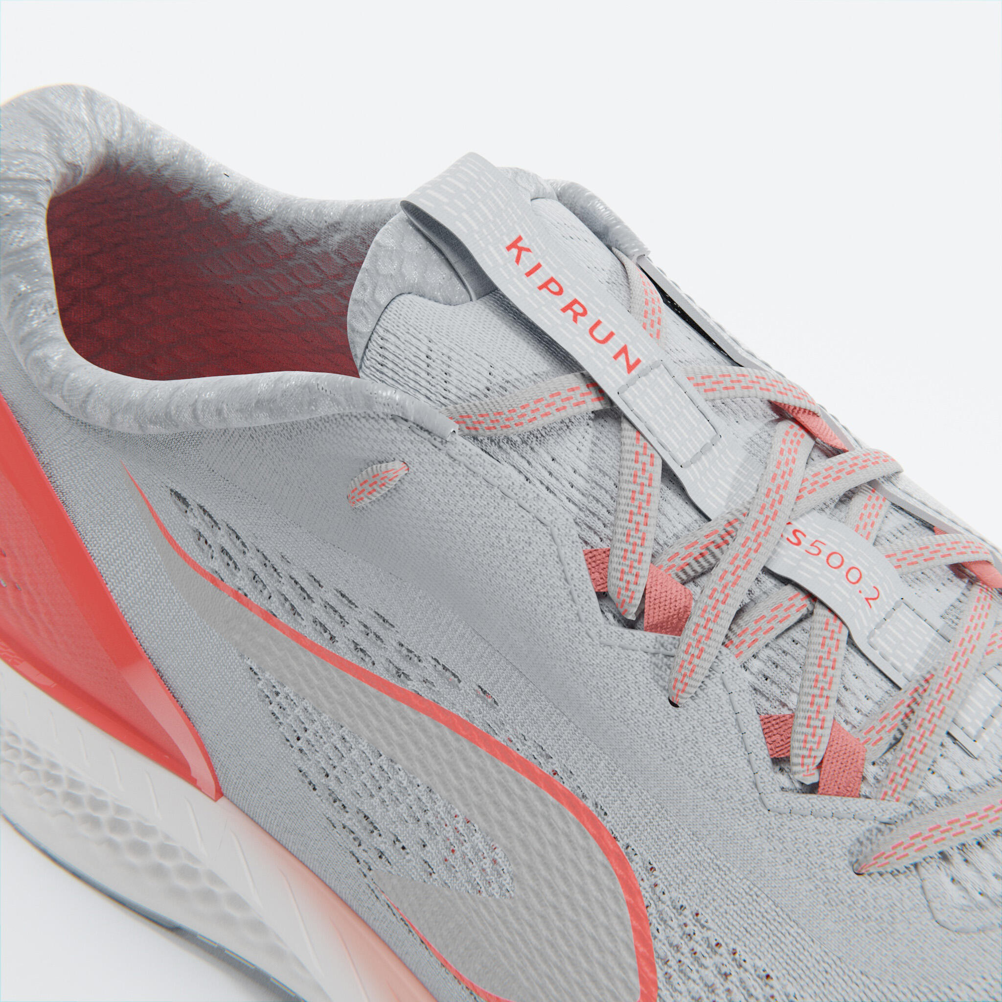 WOMEN'S KIPRUN KS 500 2 RUNNING SHOES - GREY AND CORAL 6/17