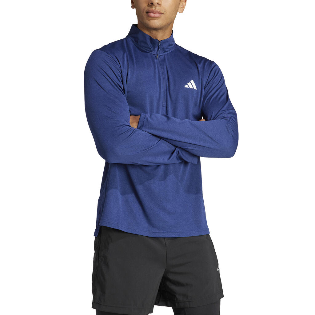 Vīriešu sportiska stila džemperis ar rāvējslēdzēja apkakles daļā, zils