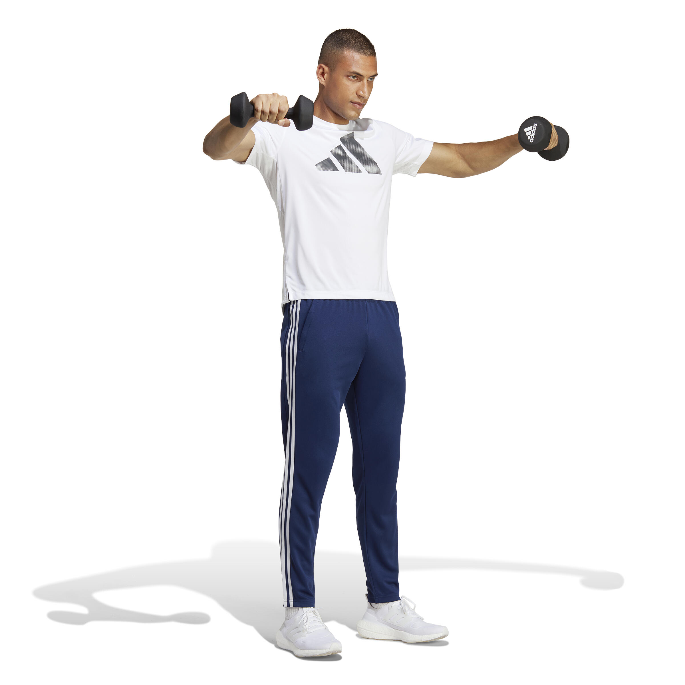 Pantaloni tuta ADIDAS uomo palestra regular fit traspiranti azzurri ADIDAS Decathlon