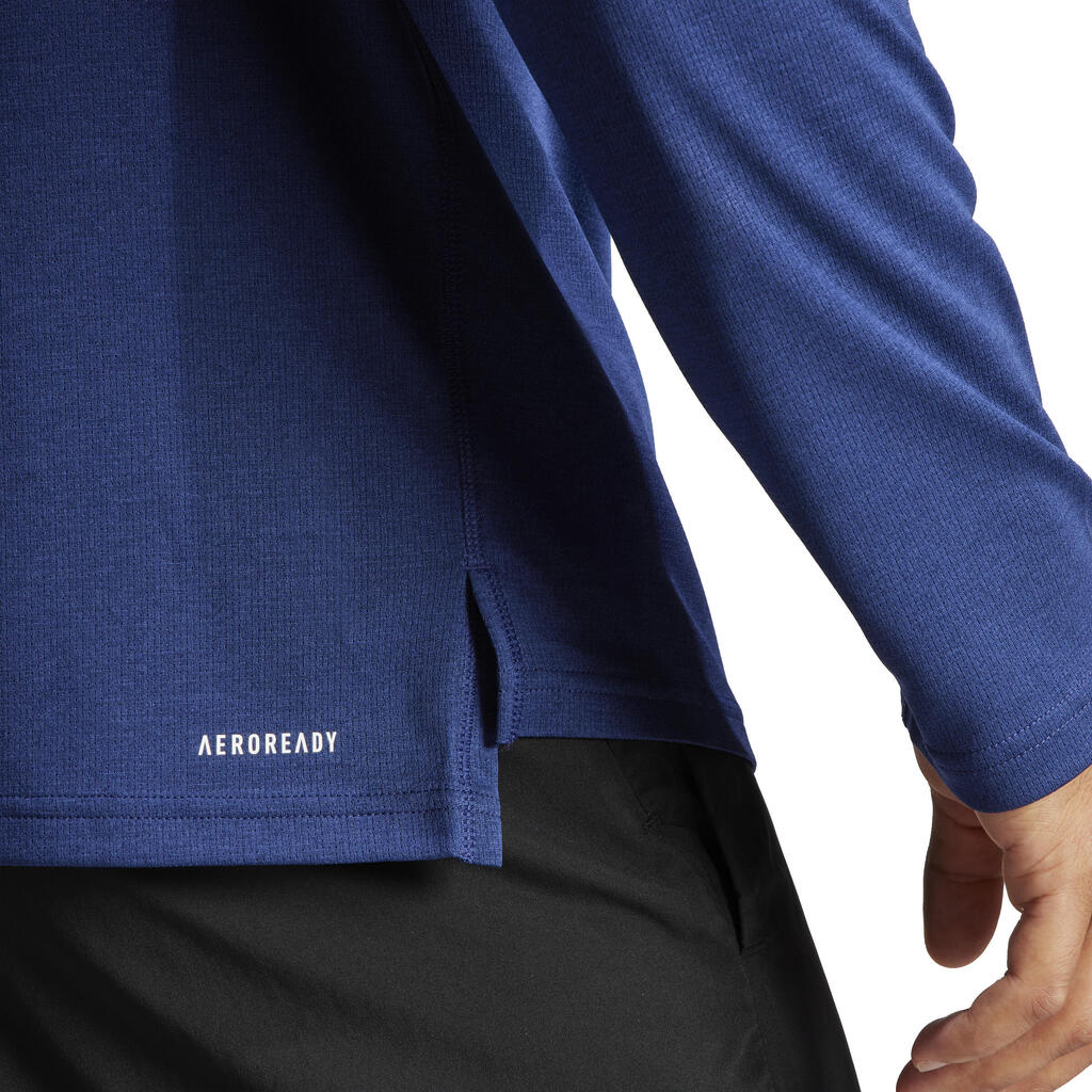 SWEAT-SHIRT COL ZIP DE FITNESS CARDIO ADIDAS HOMME BLEU