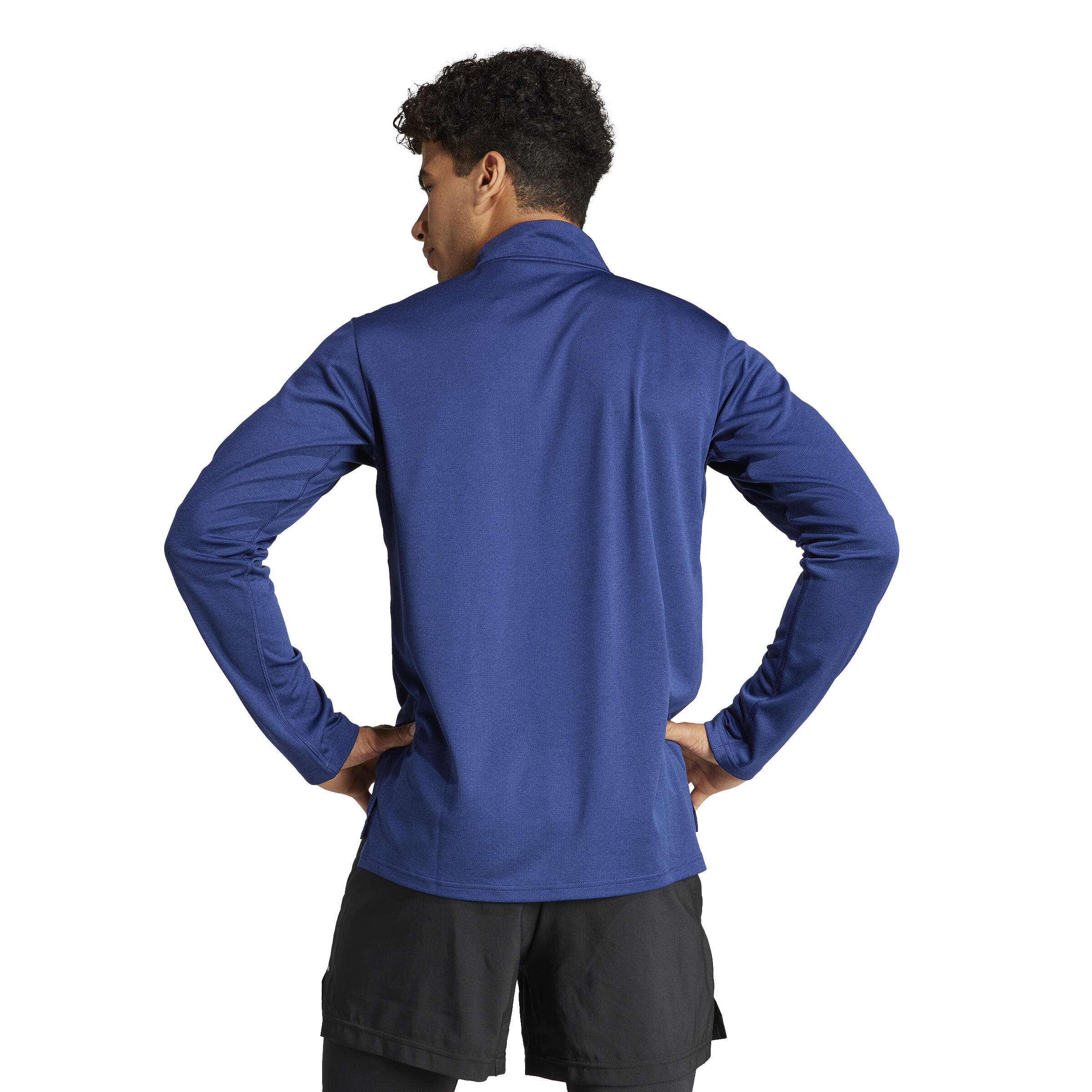 Mens Cardio Fitness Sweatshirt with Zip-Up Collar - Blue 3/7