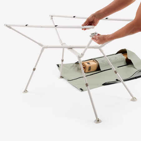 Compact τραπέζι κάμπινγκ για 4-6 άτομα, με ξύλινη επιφάνεια και θήκη αποθήκευσης