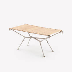 Compact Camping Table  4/6 People Wooden Top Storage Pocket