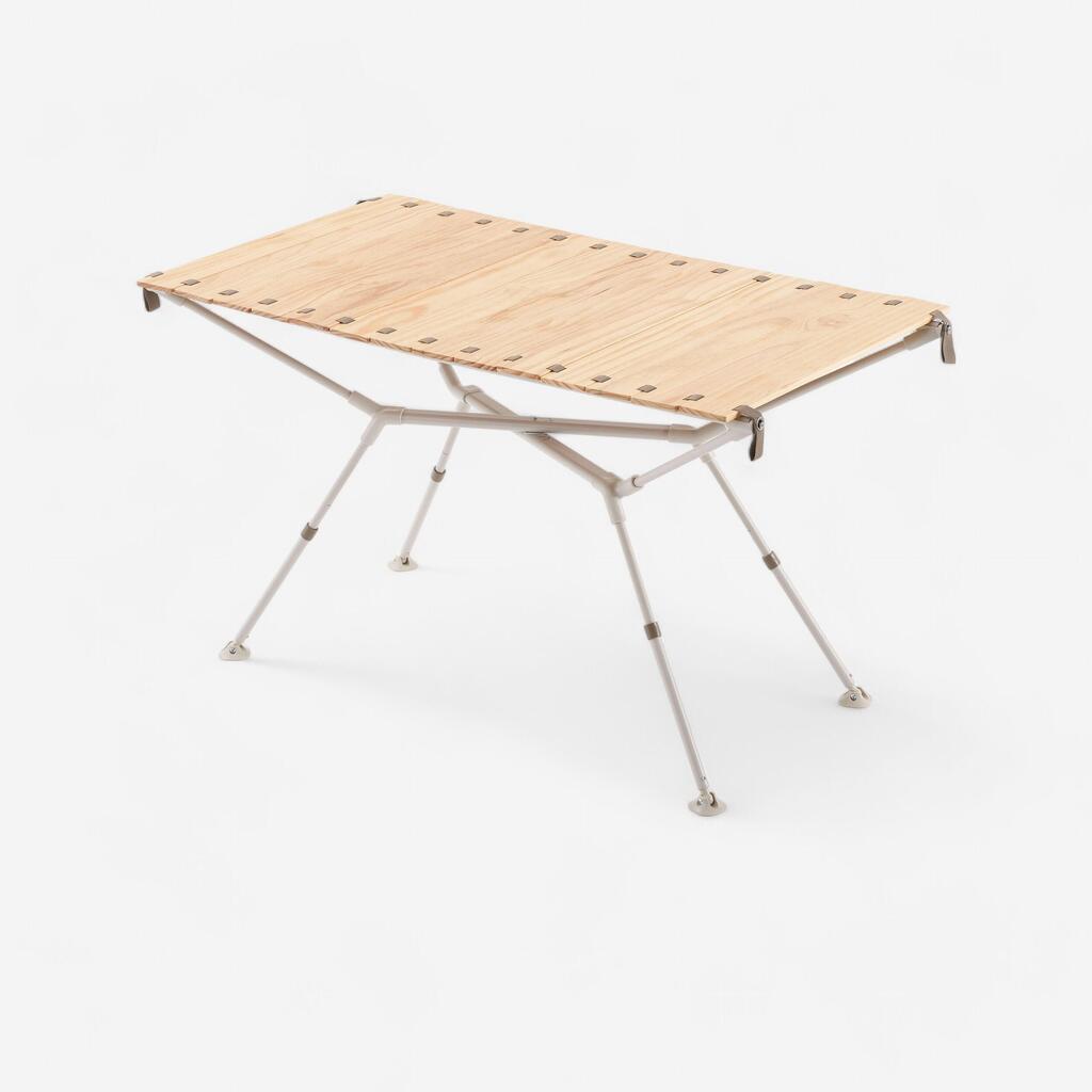 Compact Camping Table  4/6 People Wooden Top Storage Pocket