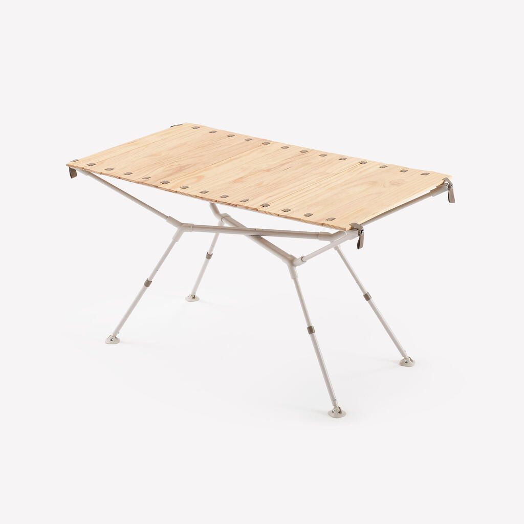 Skladný kempingový stôl pre 4-6 osôb - Drevené plató - Odkladacie vrecko