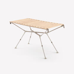 TABLE DE CAMPING COMPACTE 4/6 PERSONNES - PLATEAU BOIS - POCHE DE RANGEMENT