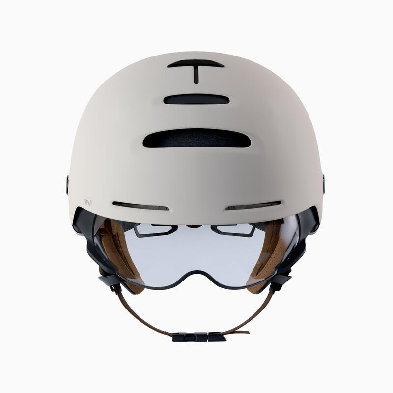 Casque vélo ville 900 - visière et éclairage arrière - beige