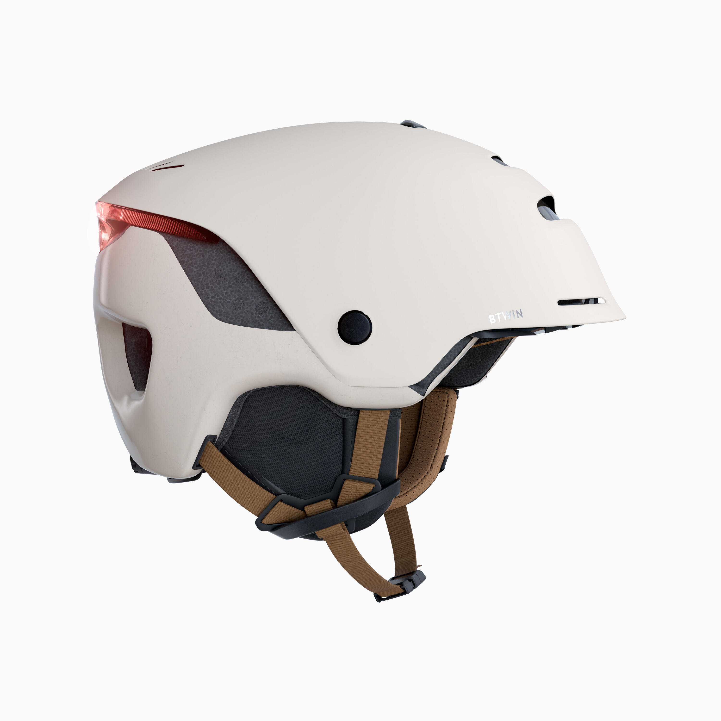 City Cycling Helmet with Visor and Rear Light 900 - Beige 2/11