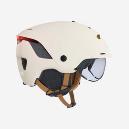 Casque vélo ville 900 - visière et éclairage arrière - beige
