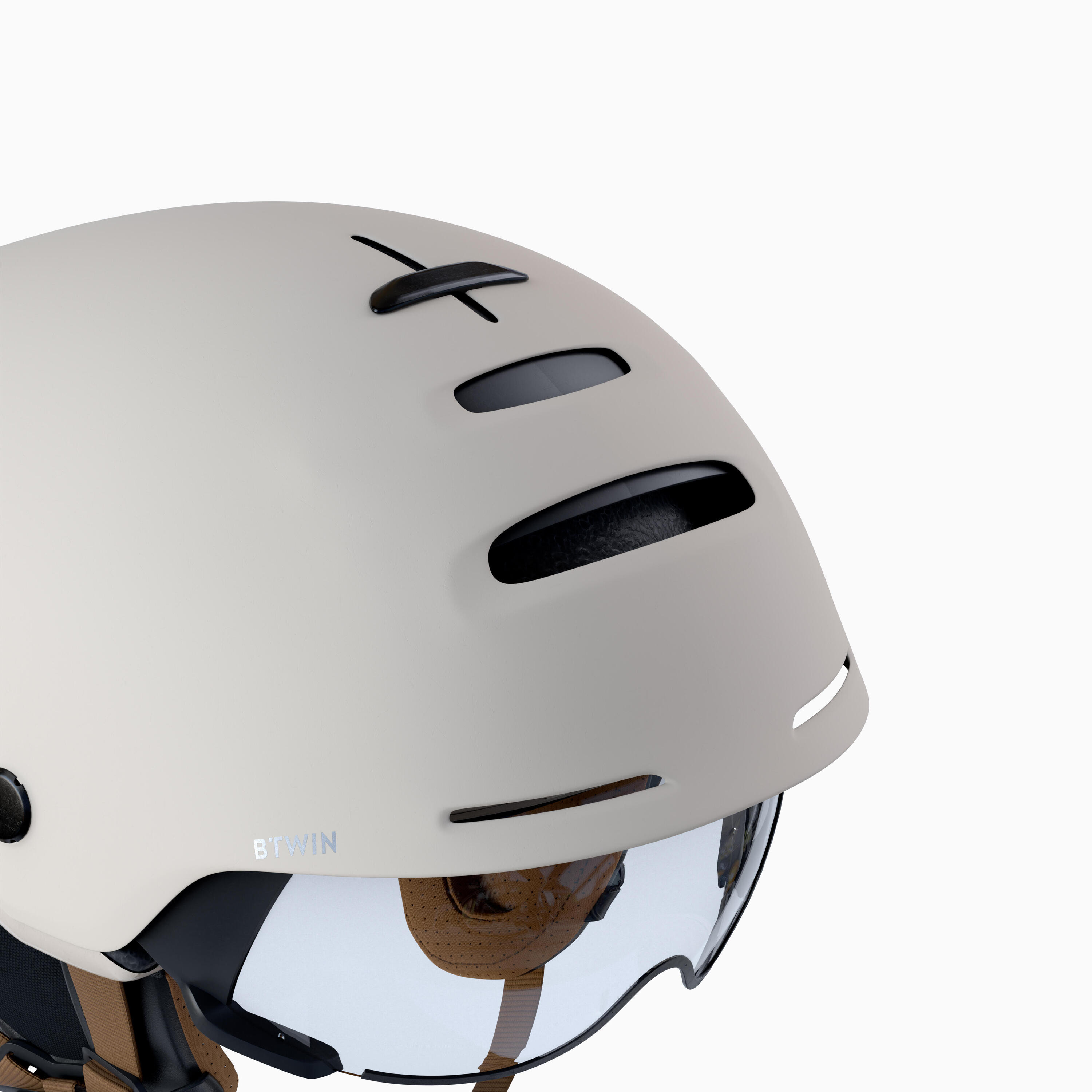 City Cycling Helmet with Visor and Rear Light 900 - Beige 4/11