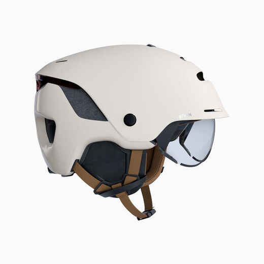 
      City Cycling Helmet with Visor and Rear Light 900 - Beige
  