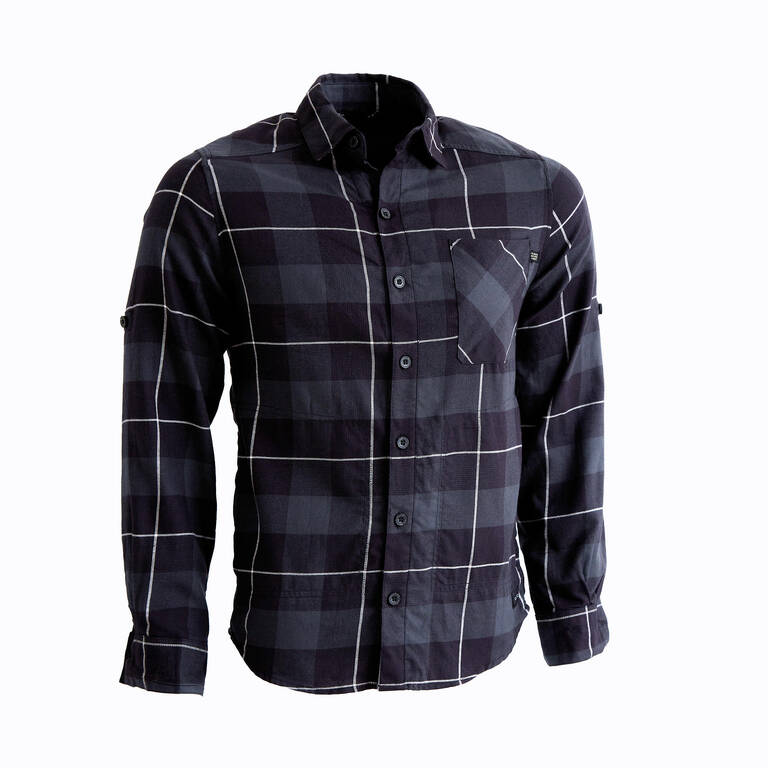 Men Checked Full Sleeve Light Flannel Shirt Black - Travel 500